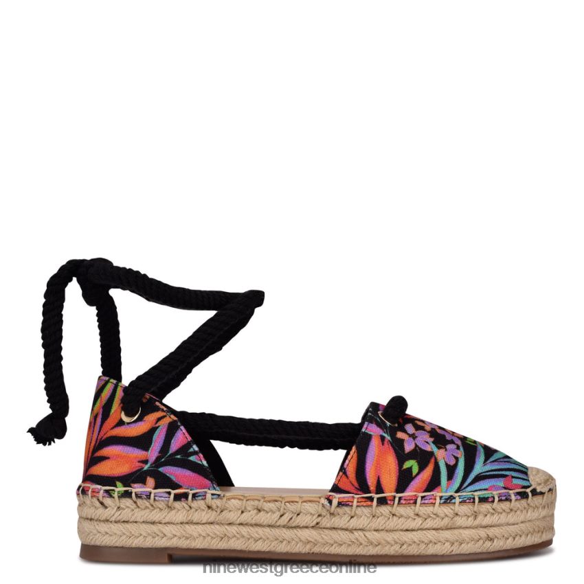 Nine West meaks ankle wrap εσπαντρίγιες φλατ μαύρο multi floral 48BFPH980