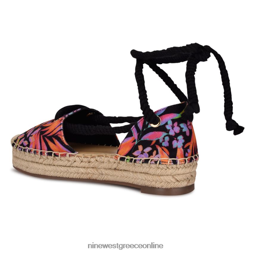 Nine West meaks ankle wrap εσπαντρίγιες φλατ μαύρο multi floral 48BFPH980