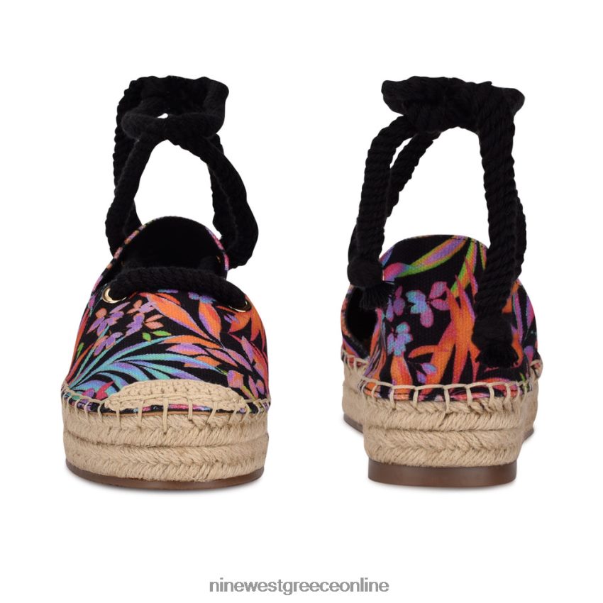 Nine West meaks ankle wrap εσπαντρίγιες φλατ μαύρο multi floral 48BFPH980