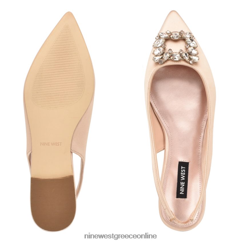 Nine West μπλουζάκια slingback flats γυμνό σατέν κρύσταλλο 48BFPH1784