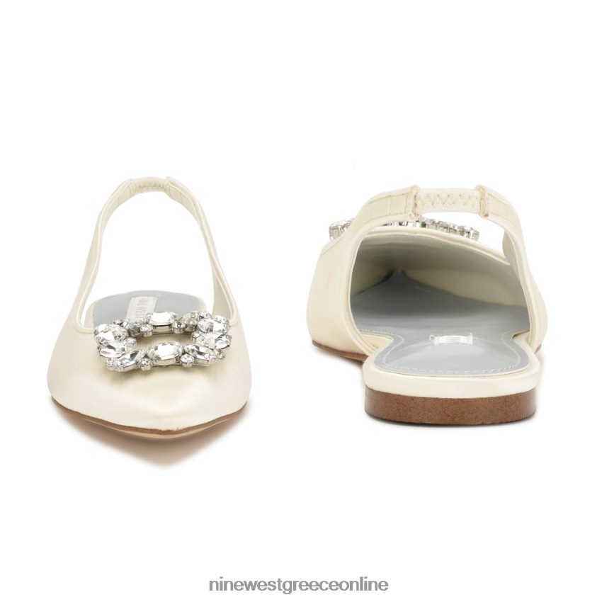 Nine West μπλουζάκια slingback flats ιβουάρ κρυστάλλινο σατέν 48BFPH1785