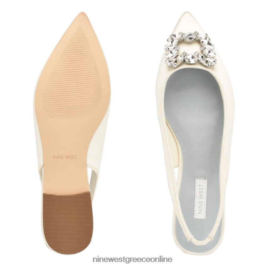 Nine West μπλουζάκια slingback flats ιβουάρ κρυστάλλινο σατέν 48BFPH1785