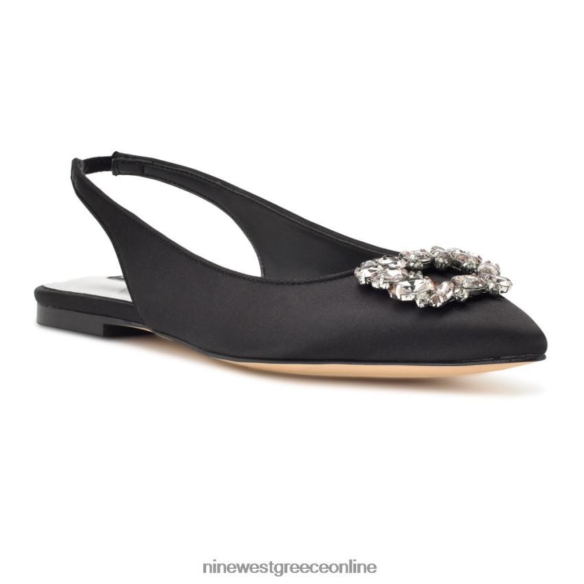 Nine West μπλουζάκια slingback flats μαύρο σατέν κρύσταλλο 48BFPH1786