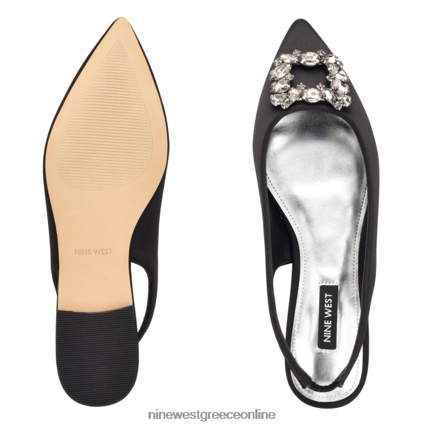 Nine West μπλουζάκια slingback flats μαύρο σατέν κρύσταλλο 48BFPH1786