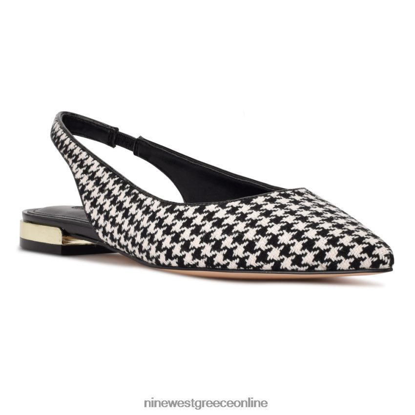 Nine West Μυτερά ίσια δάχτυλα με slingback lucee μαύρο/άσπρο κυνηγόσκυλο 48BFPH1097