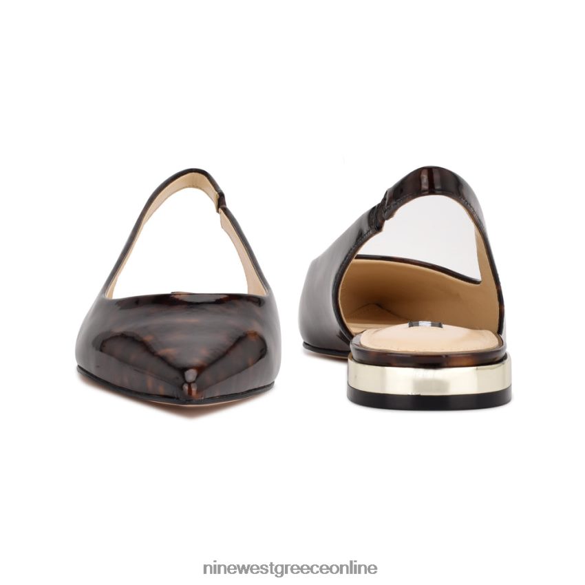 Nine West Μυτερά ίσια δάχτυλα με slingback lucee καφέ χελώνα 48BFPH1111