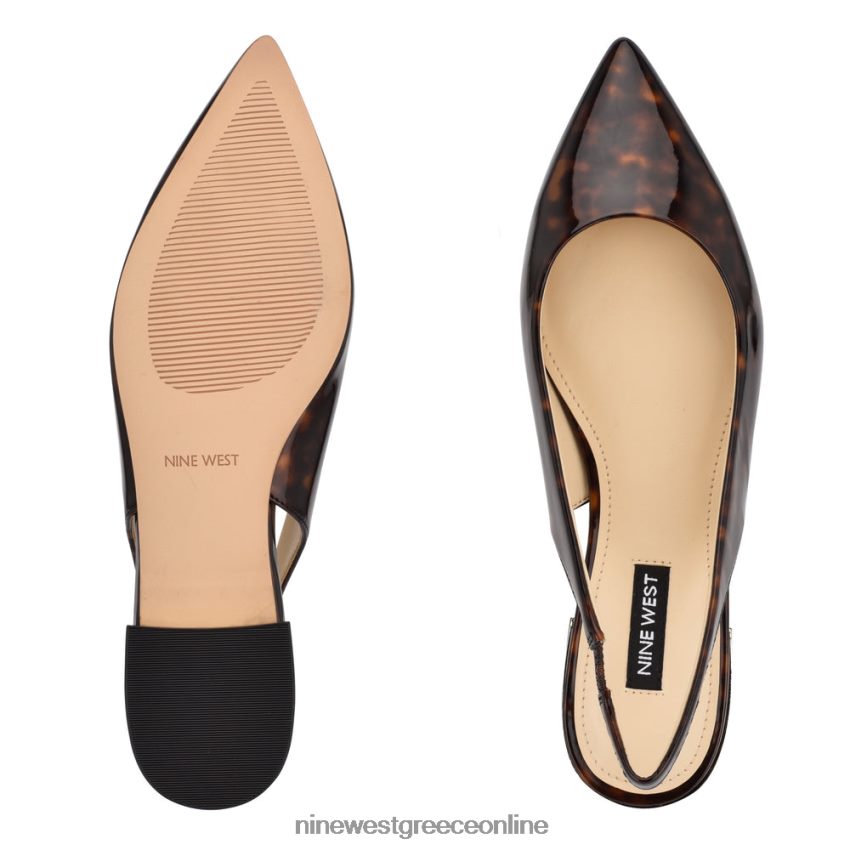 Nine West Μυτερά ίσια δάχτυλα με slingback lucee καφέ χελώνα 48BFPH1111