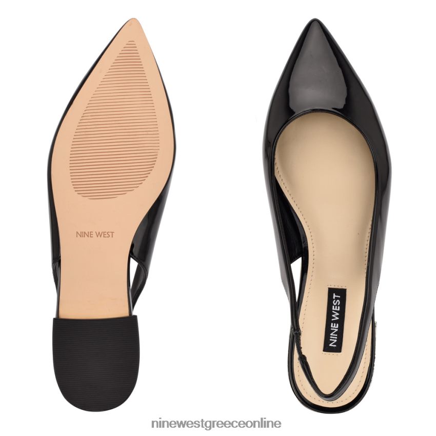 Nine West Μυτερά ίσια δάχτυλα με slingback lucee μαύρη πατέντα 48BFPH1112