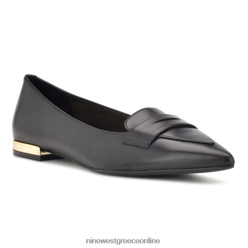 Nine West loafers με μυτερά μύτη λαλίν μαύρο δέρμα 48BFPH2101