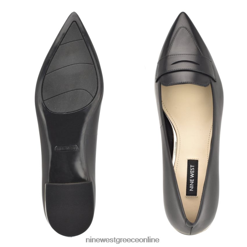 Nine West loafers με μυτερά μύτη λαλίν μαύρο δέρμα 48BFPH2101