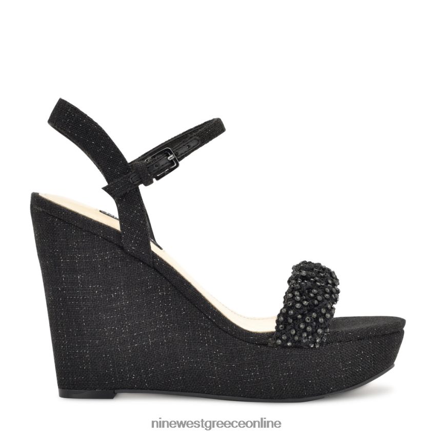 Nine West σανδάλια halora wedge μαύρος 48BFPH758