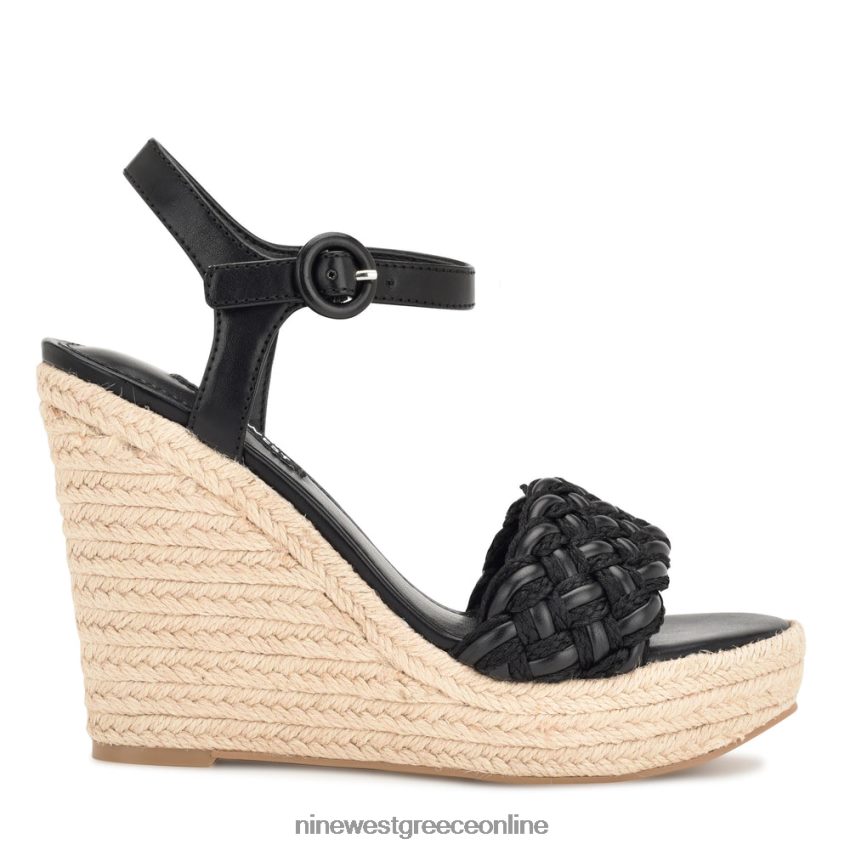 Nine West σανδάλια hosana espadrille wedge μαύρος 48BFPH746