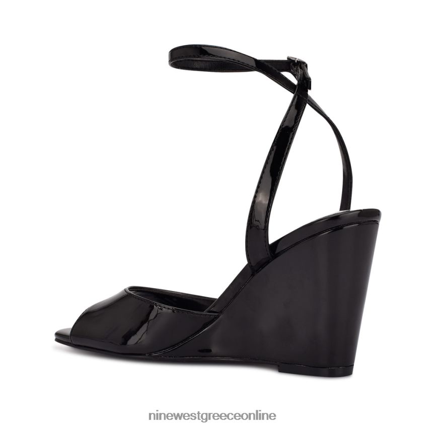 Nine West nevr λουράκι στον αστράγαλο wedge σανδάλια μαύρος 48BFPH789