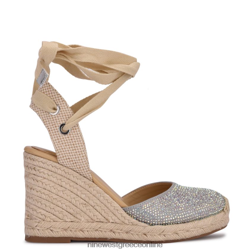 Nine West φίλος αστράγαλος wrap εσπαντρίγγια wedge σανδάλια γκρι σουέτ shimmer 48BFPH796