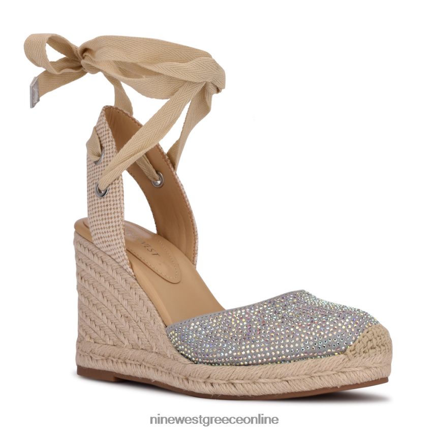 Nine West φίλος αστράγαλος wrap εσπαντρίγγια wedge σανδάλια γκρι σουέτ shimmer 48BFPH796