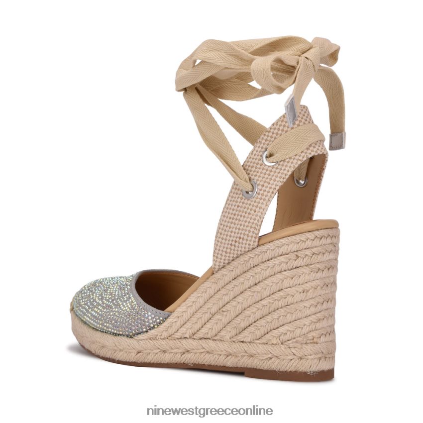 Nine West φίλος αστράγαλος wrap εσπαντρίγγια wedge σανδάλια γκρι σουέτ shimmer 48BFPH796