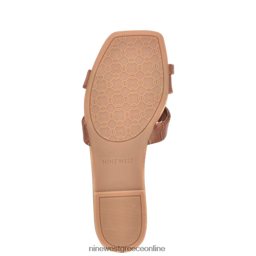 Nine West dotty flat slide σανδάλια πλούσιος καφές ανάγλυφος κροκό 48BFPH1073