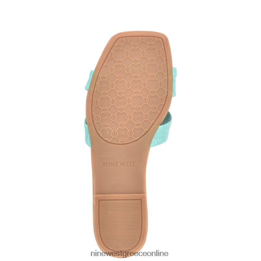 Nine West dotty flat slide σανδάλια ακουα μπλε ανάγλυφο κροκό 48BFPH1076