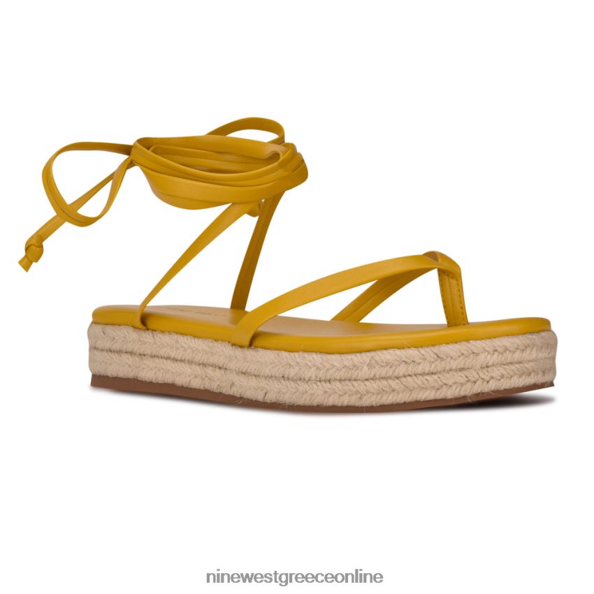 Nine West επίπεδα σανδάλια monee ankle wrap κίτρινος 48BFPH95