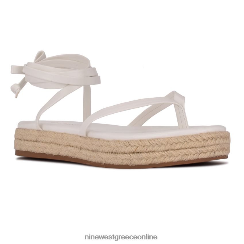 Nine West επίπεδα σανδάλια monee ankle wrap άσπρο 48BFPH96