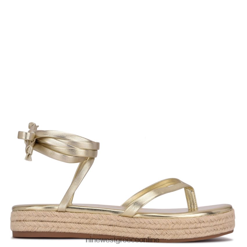 Nine West επίπεδα σανδάλια monee ankle wrap πλατίνο 48BFPH97