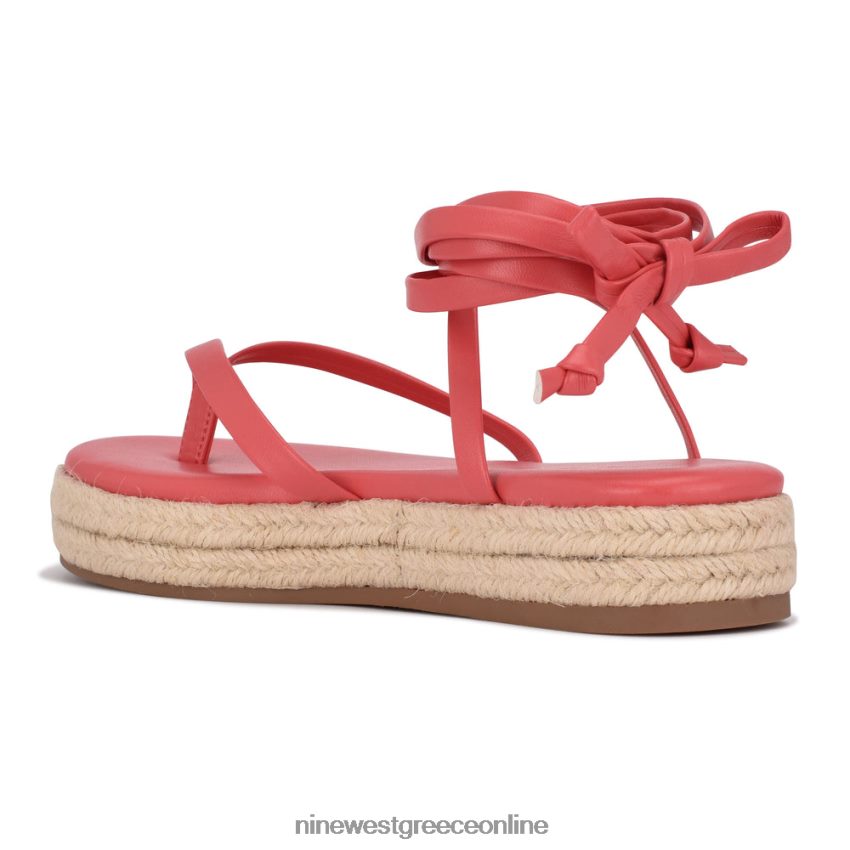 Nine West επίπεδα σανδάλια monee ankle wrap κοράλλι 48BFPH99