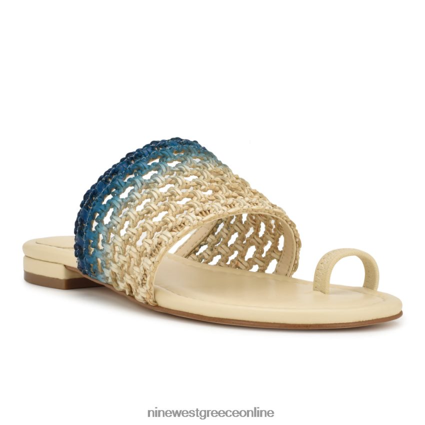 Nine West nolah flat slide σανδάλια κρεμ μπλε ombre 48BFPH34