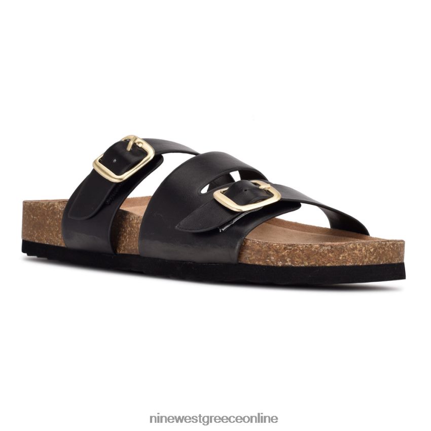 Nine West σανδάλια φλατ slide sommie μαύρος 48BFPH87