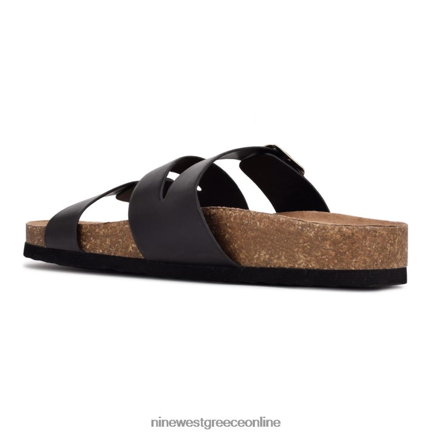 Nine West σανδάλια φλατ slide sommie μαύρος 48BFPH87