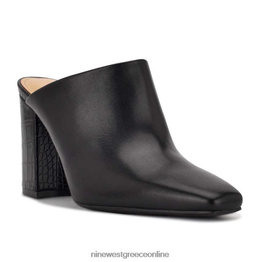 Nine West αριάνο τακούνια clog mules μαύρο δέρμα 48BFPH695