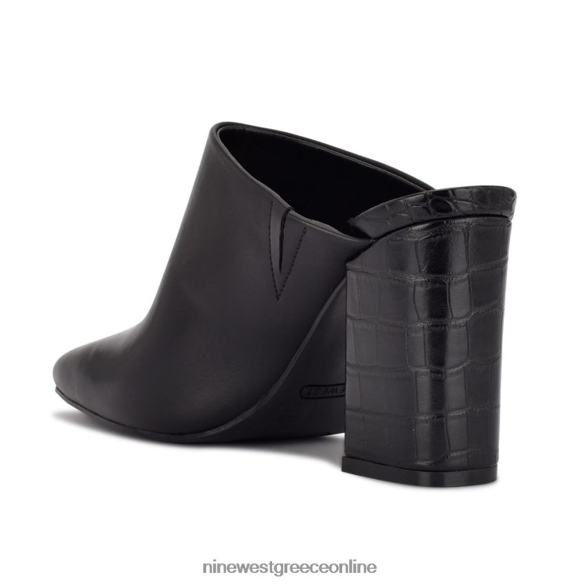 Nine West αριάνο τακούνια clog mules μαύρο δέρμα 48BFPH695