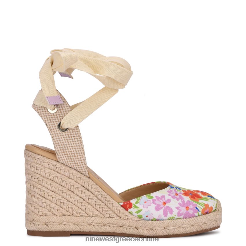 Nine West φίλος αστράγαλος wrap εσπαντρίγγια wedge σανδάλια λευκό λουλουδάτο 48BFPH842 - Κάντε κλικ στην εικόνα για κλείσιμο