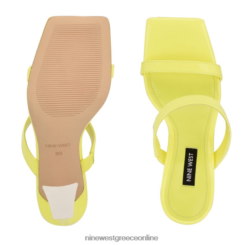 Nine West πέδιλα με τακούνι darla slide κίτρινη πατέντα 48BFPH737