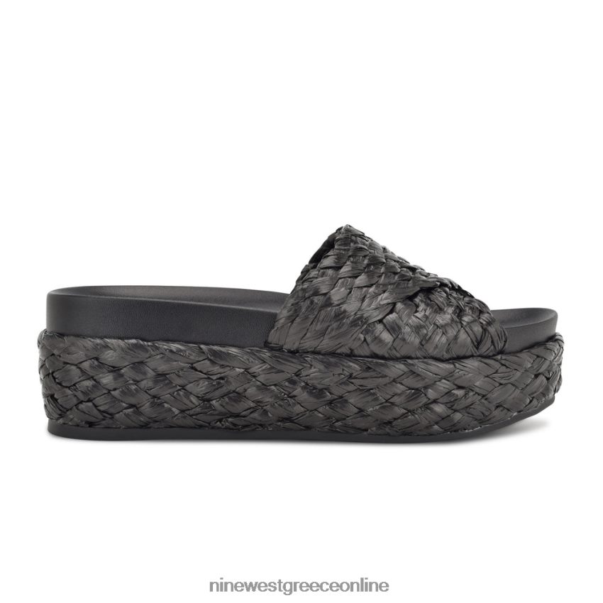 Nine West σανδάλια slide canni espadrille μαύρη ραφιά 48BFPH649