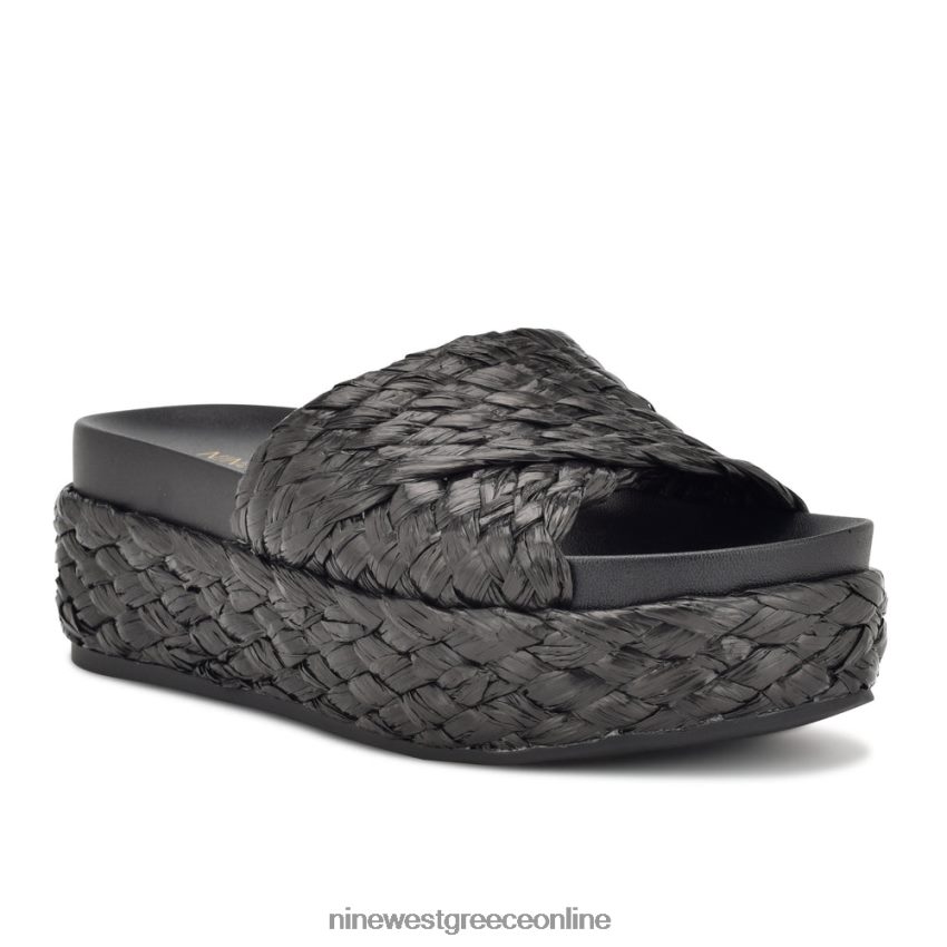 Nine West σανδάλια slide canni espadrille μαύρη ραφιά 48BFPH649