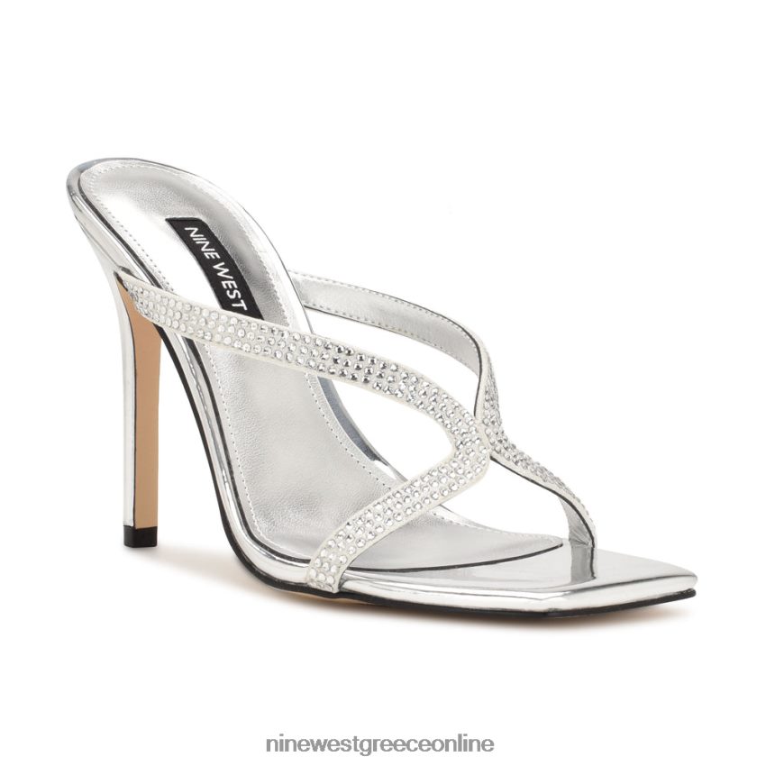 Nine West πέδιλα slide με twist τακούνι ασημί μεταλλικό 48BFPH1793