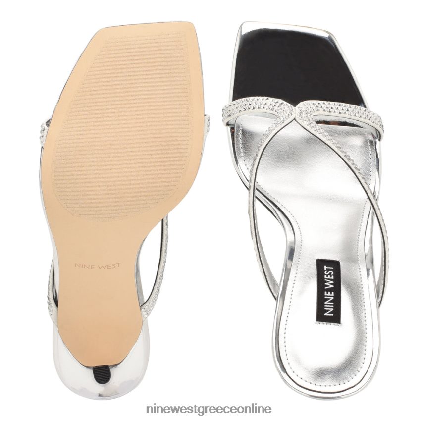 Nine West πέδιλα slide με twist τακούνι ασημί μεταλλικό 48BFPH1793