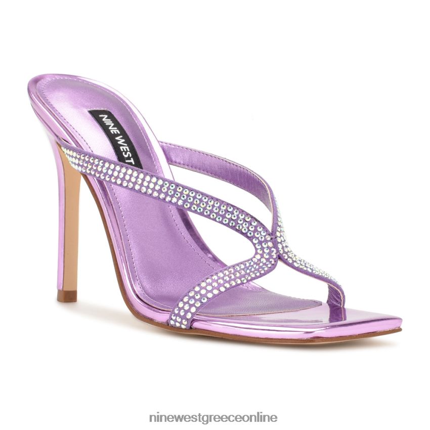 Nine West πέδιλα slide με twist τακούνι μωβ μεταλλικό 48BFPH1794