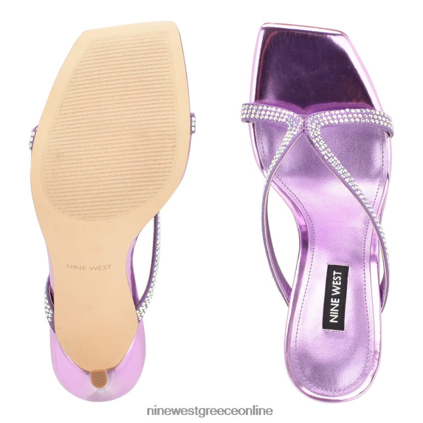 Nine West πέδιλα slide με twist τακούνι μωβ μεταλλικό 48BFPH1794