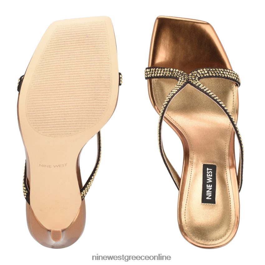 Nine West πέδιλα slide με twist τακούνι σκούρο χρυσό 48BFPH1795