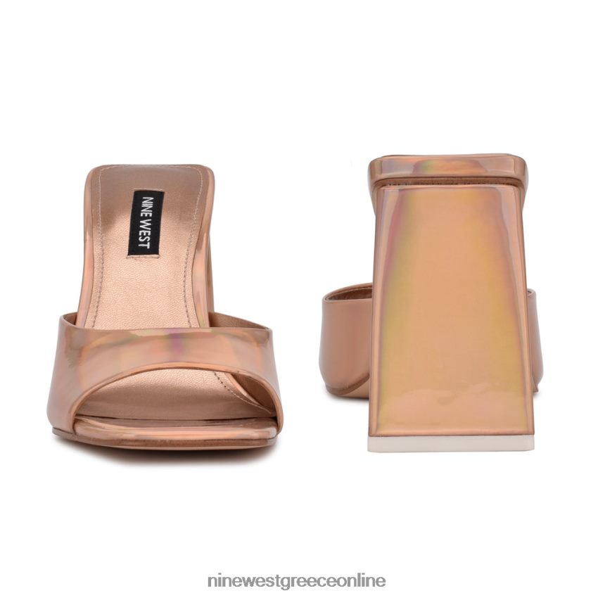 Nine West πέδιλα slide με τακούνι yougo μπεζ ιριδίζον 48BFPH1900