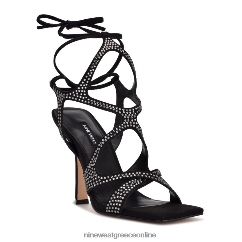 Nine West πέδιλα με τακούνι alanah ankle wrap μαύρος 48BFPH489