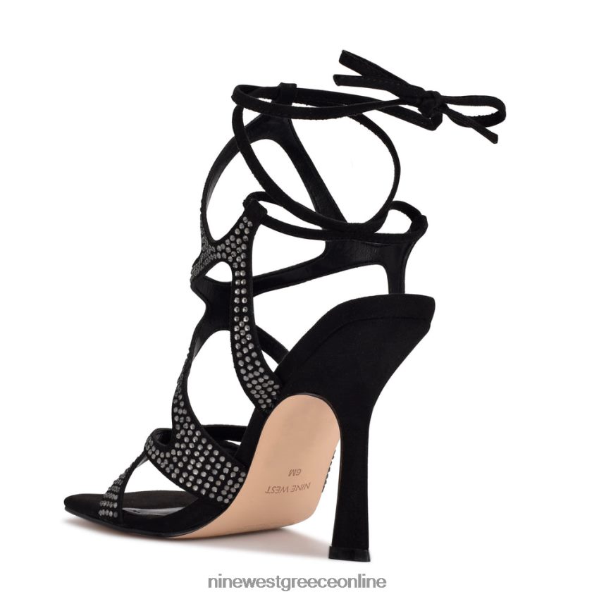 Nine West πέδιλα με τακούνι alanah ankle wrap μαύρος 48BFPH489