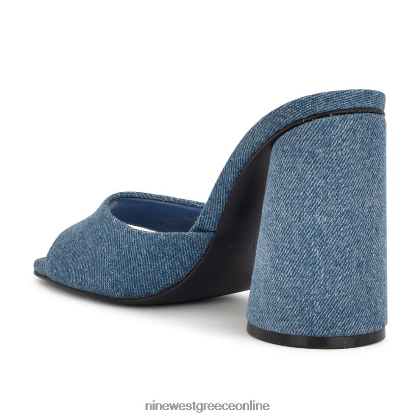 Nine West excit slide πέδιλα με τακούνι μπλε τζιν 48BFPH302