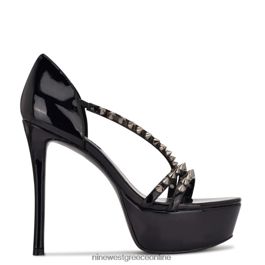 Nine West σανδάλια πλατφόρμα fabla μαύρη πατέντα 48BFPH385