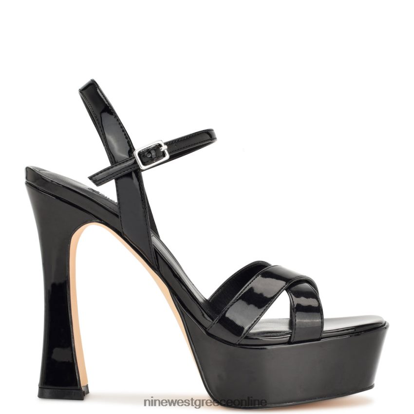 Nine West σανδάλια πλατφόρμα iriv μαύρη πατέντα 48BFPH1756