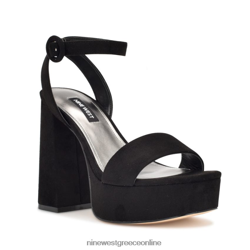 Nine West σανδάλια πλατφόρμα jans μαύρο σουέτ 48BFPH1759