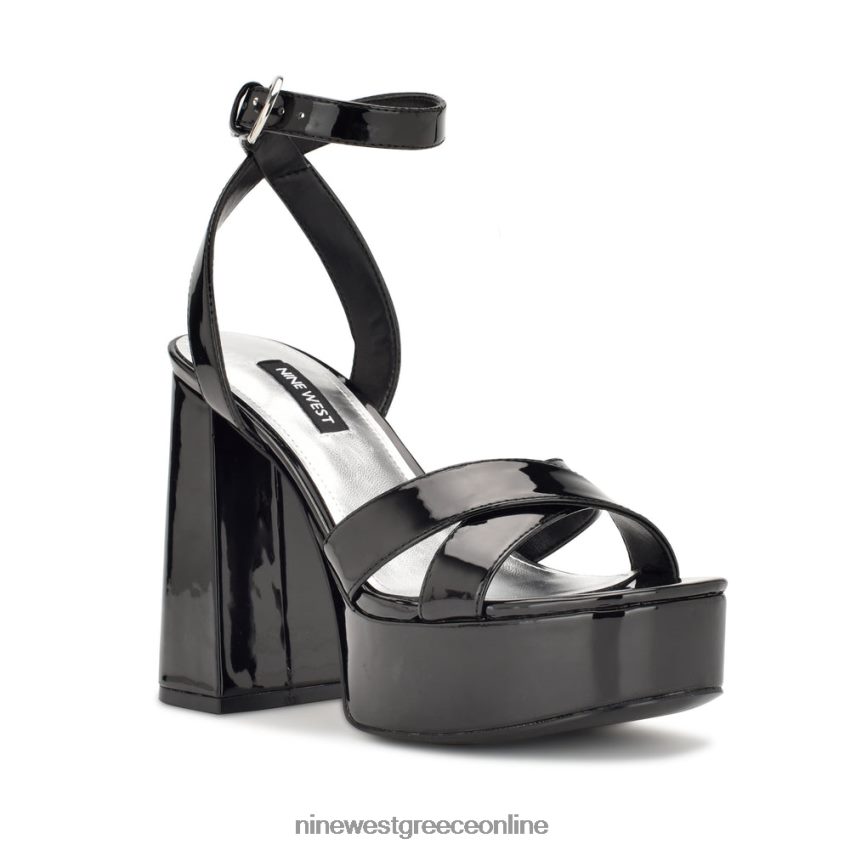 Nine West σανδάλια πλατφόρμα joya μαύρη πατέντα 48BFPH454