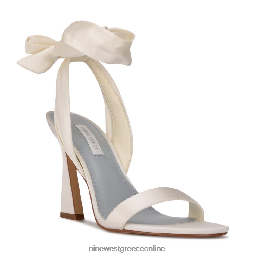 Nine West σανδάλια με τακούνι kelsie ankle wrap λευκό σατέν 48BFPH1740