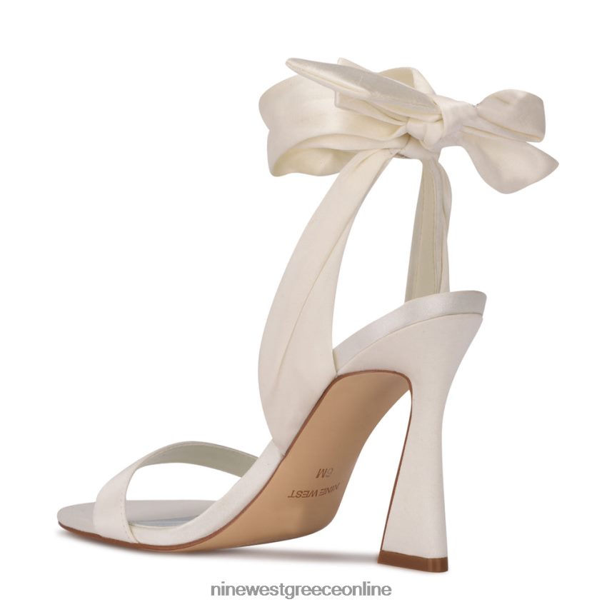 Nine West σανδάλια με τακούνι kelsie ankle wrap λευκό σατέν 48BFPH1740